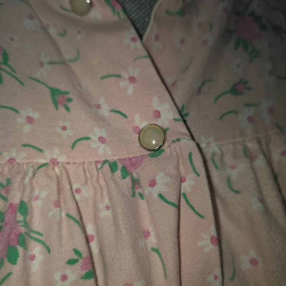 Lady Lindsay Vintage Pink Floral Cotton Flannel Nightgown Long Sleeve Large 9070